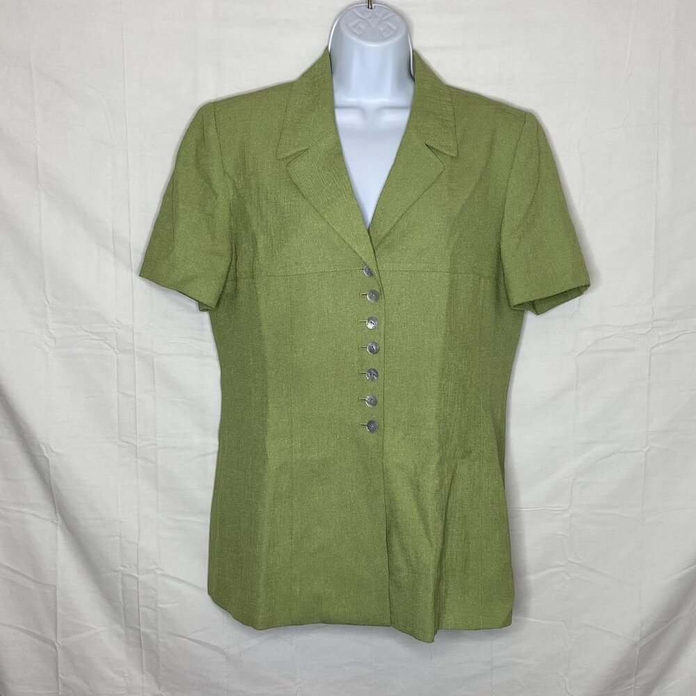 Dillards Kasper (10) Short Sleeve Lined Button-up Light Green Blazer